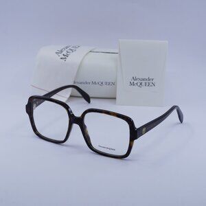 Alexander McQueen AM0286O 002 Square Eyeglasses 55mm - Havana